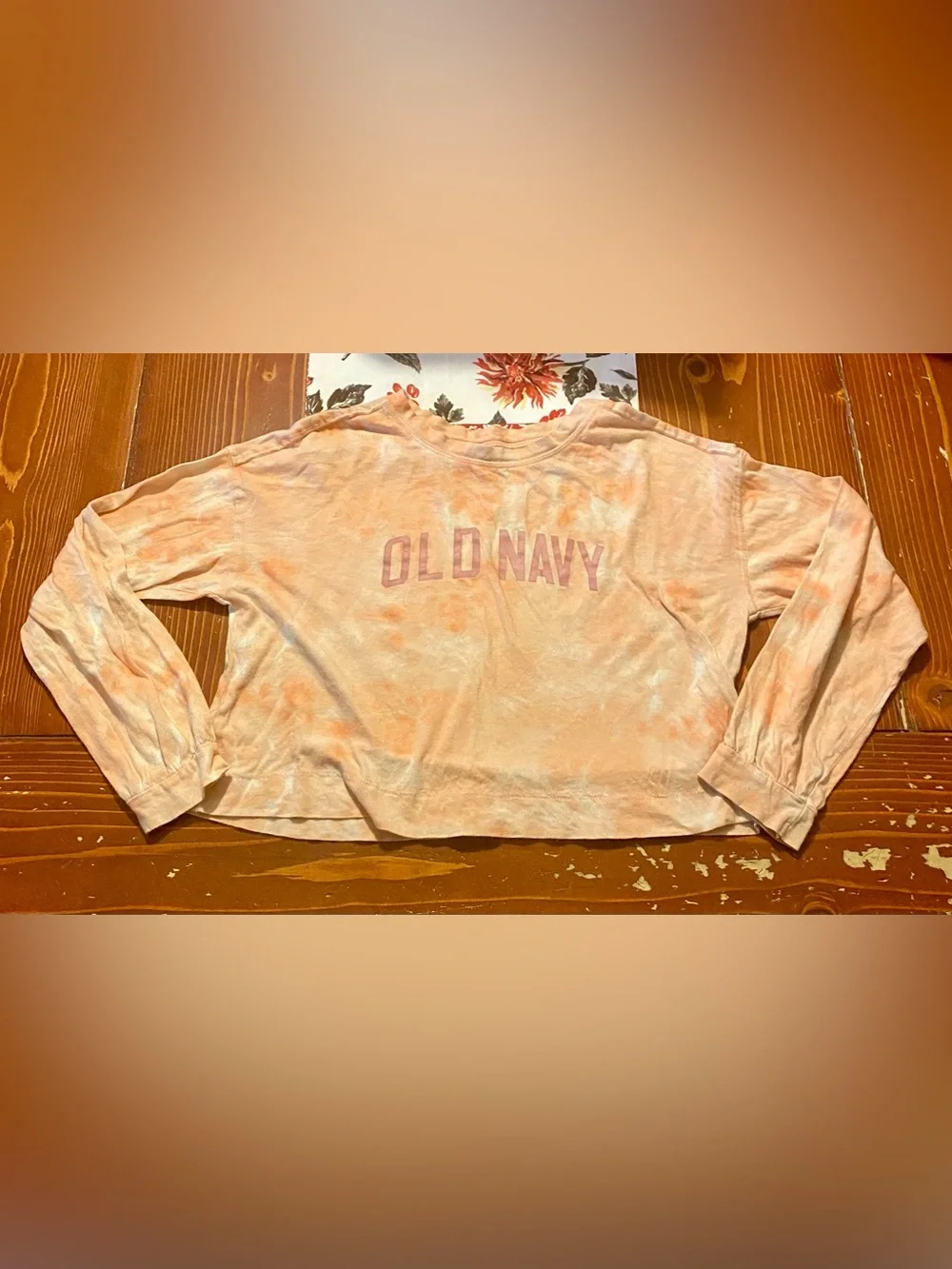 Old Navy orange tie dye long sleeve crop top